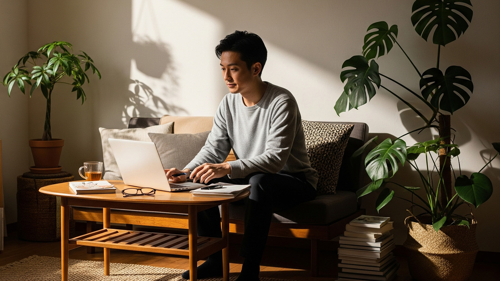 在宅ワークに集中する男性のイメージ